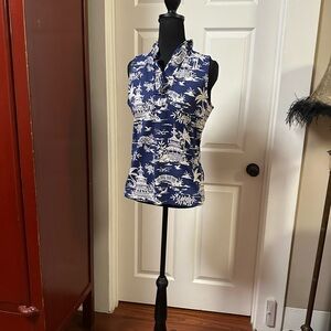 J. McLaughlin Tropical Print Sleeveless Top